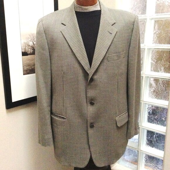 TESSUTO ITALIANO Pure Virgin Wool Blazer Sports Coat Suit Jacket 46L - Picture 1 of 8